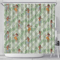 Mint Palaka Hula Girls Seamless Hawaii Aloha Shower Curtain - Polynesian Pride