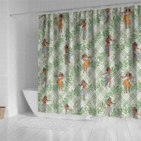 Mint Palaka Hula Girls Seamless Hawaii Aloha Shower Curtain - Polynesian Pride