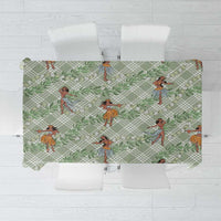 Mint Palaka Hula Girls Seamless Hawaii Aloha Tablecloth - Polynesian Pride