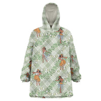Mint Palaka Hula Girls Seamless Hawaii Aloha Wearable Blanket Hoodie - Polynesian Pride