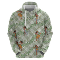 Mint Palaka Hula Girls Seamless Hawaii Aloha Zip Hoodie - Polynesian Pride