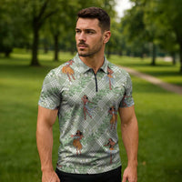 Mint Palaka Hula Girls Seamless Hawaii Aloha Zipper Polo Shirt - Polynesian Pride