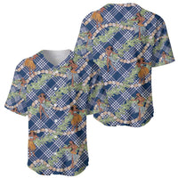 Navy Blue Palaka Hula Girls Seamless Hawaii Aloha Baseball Jersey - Polynesian Pride