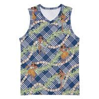 Navy Blue Palaka Hula Girls Seamless Hawaii Aloha Basketball Jersey - Polynesian Pride