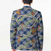 Navy Blue Palaka Hula Girls Seamless Hawaii Aloha Blazer - Polynesian Pride