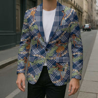 Navy Blue Palaka Hula Girls Seamless Hawaii Aloha Blazer - Polynesian Pride