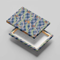 Navy Blue Palaka Hula Girls Seamless Hawaii Aloha Canvas Wall Art - Polynesian Pride