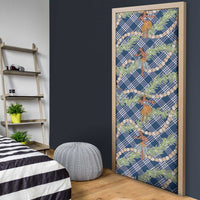 Navy Blue Palaka Hula Girls Seamless Hawaii Aloha Door Cover - Polynesian Pride