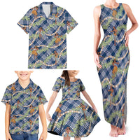 Navy Blue Palaka Hula Girls Seamless Hawaii Aloha Family Matching Tank Maxi Dress and Hawaiian Shirt LT7 - Polynesian Pride