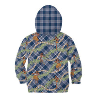 Navy Blue Palaka Hula Girls Seamless Hawaii Aloha Kid Hoodie - Polynesian Pride