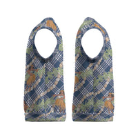 Navy Blue Palaka Hula Girls Seamless Hawaii Aloha Christmas Knitted V-Neck Vest - Polynesian Pride
