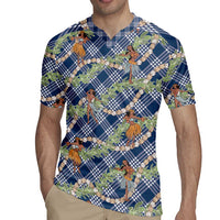 Navy Blue Palaka Hula Girls Seamless Hawaii Aloha Rugby Jersey - Polynesian Pride