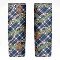 Navy Blue Palaka Hula Girls Seamless Hawaii Aloha Skinny Tumbler - Polynesian Pride