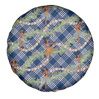 Navy Blue Palaka Hula Girls Seamless Hawaii Aloha Spare Tire Cover - Polynesian Pride