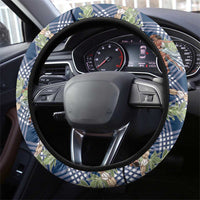 Navy Blue Palaka Hula Girls Seamless Hawaii Aloha Steering Wheel Cover - Polynesian Pride