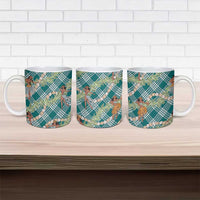 Teal Palaka Hula Girls Seamless Hawaii Aloha Ceramic Mug - Polynesian Pride