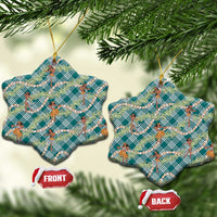 Teal Palaka Hula Girls Seamless Hawaii Aloha Ceramic Ornament - Polynesian Pride