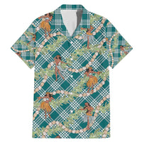 Teal Palaka Hula Girls Seamless Hawaii Aloha Family Matching Mermaid Dress and Hawaiian Shirt - Polynesian Pride