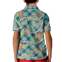 Teal Palaka Hula Girls Seamless Hawaii Aloha Kid Polo Shirt - Polynesian Pride