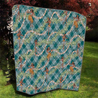 Teal Palaka Hula Girls Seamless Hawaii Aloha Quilt - Polynesian Pride