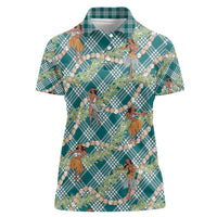 Teal Palaka Hula Girls Seamless Hawaii Aloha Women Polo Shirt - Polynesian Pride