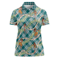 Teal Palaka Hula Girls Seamless Hawaii Aloha Women Polo Shirt - Polynesian Pride