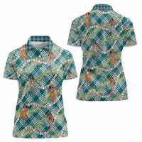 Teal Palaka Hula Girls Seamless Hawaii Aloha Women Polo Shirt - Polynesian Pride