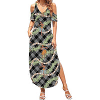 Sable Palaka Hula Girls Seamless Hawaii Aloha Family Matching Summer Maxi Dress and Hawaiian Shirt LT7 Mom's Dress Black - Polynesian Pride