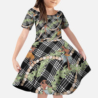 Sable Palaka Hula Girls Seamless Hawaii Aloha Family Matching Tank Maxi Dress and Hawaiian Shirt LT7 Daughter's Dress Black - Polynesian Pride