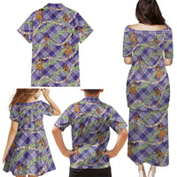 Lavender Palaka Hula Girls Seamless Hawaii Aloha Family Matching Puletasi and Hawaiian Shirt LT7 - Polynesian Pride