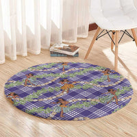 Lavender Palaka Hula Girls Seamless Hawaii Aloha Round Carpet - Polynesian Pride
