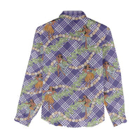 Lavender Palaka Hula Girls Seamless Hawaii Aloha Women Casual Shirt - Polynesian Pride