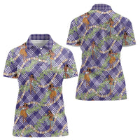 Lavender Palaka Hula Girls Seamless Hawaii Aloha Women Polo Shirt - Polynesian Pride