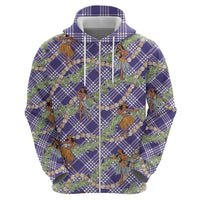 Lavender Palaka Hula Girls Seamless Hawaii Aloha Zip Hoodie - Polynesian Pride