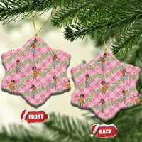 Lokelani Pink Palaka Hula Girls Seamless Hawaii Aloha Ceramic Ornament - Polynesian Pride