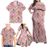 Lokelani Pink Palaka Hula Girls Seamless Hawaii Aloha Family Matching Off Shoulder Maxi Dress and Hawaiian Shirt LT7 - Polynesian Pride