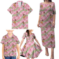 Lokelani Pink Palaka Hula Girls Seamless Hawaii Aloha Family Matching Puletasi and Hawaiian Shirt LT7 - Polynesian Pride