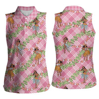 Lokelani Pink Palaka Hula Girls Seamless Hawaii Aloha Women Sleeveless Polo Shirt LT7 - Polynesian Pride