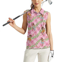 Lokelani Pink Palaka Hula Girls Seamless Hawaii Aloha Women Sleeveless Polo Shirt LT7 - Polynesian Pride