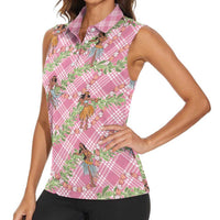 Lokelani Pink Palaka Hula Girls Seamless Hawaii Aloha Women Sleeveless Polo Shirt LT7 - Polynesian Pride