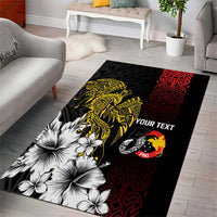 Personalized Papua New Guinea 50th Independence Anniversary Area Rug Oro Tapa Mix Plumeria