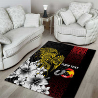 Personalized Papua New Guinea 50th Independence Anniversary Area Rug Oro Tapa Mix Plumeria