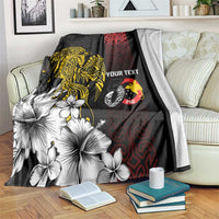 Personalized Papua New Guinea 50th Independence Anniversary Blanket Oro Tapa Mix Plumeria