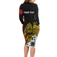 Personalized Papua New Guinea 50th Independence Anniversary Family Matching Long Sleeve Bodycon Dress and Hawaiian Shirt Oro Tapa Mix Plumeria