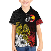 Personalized Papua New Guinea 50th Independence Anniversary Family Matching Puletasi and Hawaiian Shirt Oro Tapa Mix Plumeria