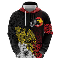 Personalized Papua New Guinea 50th Independence Anniversary Hoodie Oro Tapa Mix Plumeria