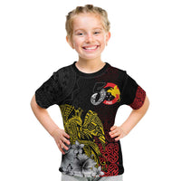 Personalized Papua New Guinea 50th Independence Anniversary Kid T Shirt Oro Tapa Mix Plumeria