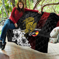 Personalized Papua New Guinea 50th Independence Anniversary Quilt Oro Tapa Mix Plumeria