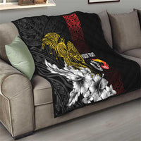 Personalized Papua New Guinea 50th Independence Anniversary Quilt Oro Tapa Mix Plumeria