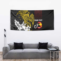 Personalized Papua New Guinea 50th Independence Anniversary Tapestry Oro Tapa Mix Plumeria
